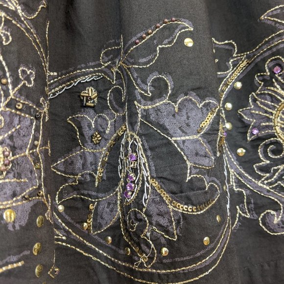 EDC by Esprit Brown Low Waist Embroidered Skirt with decorated stones Size 7 - Picture 7 of 17